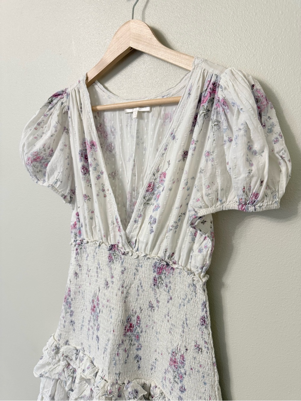 LoveShackFancy Radia Floral Smocked Ruffle Mini Dress Size M - Picture 5 of 10